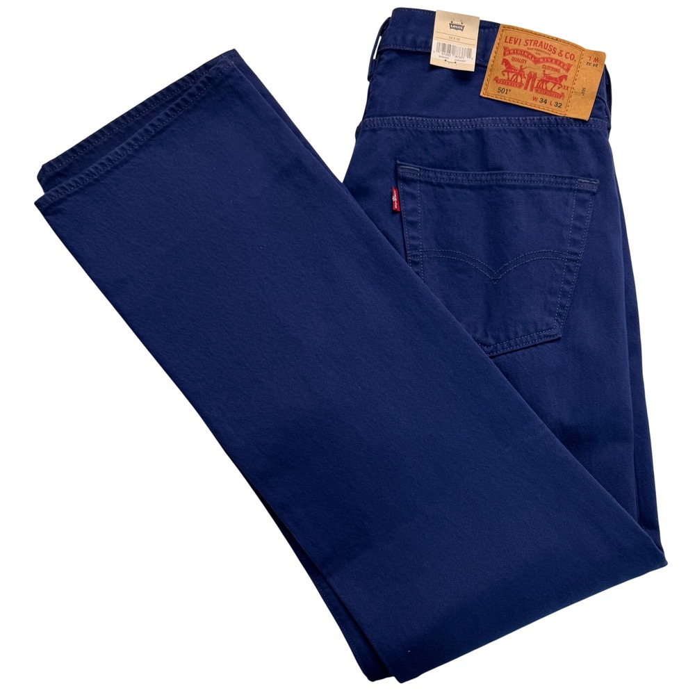 Levis 501 Original Mens Straight Leg Jeans Royal Blue 34x32 NEW